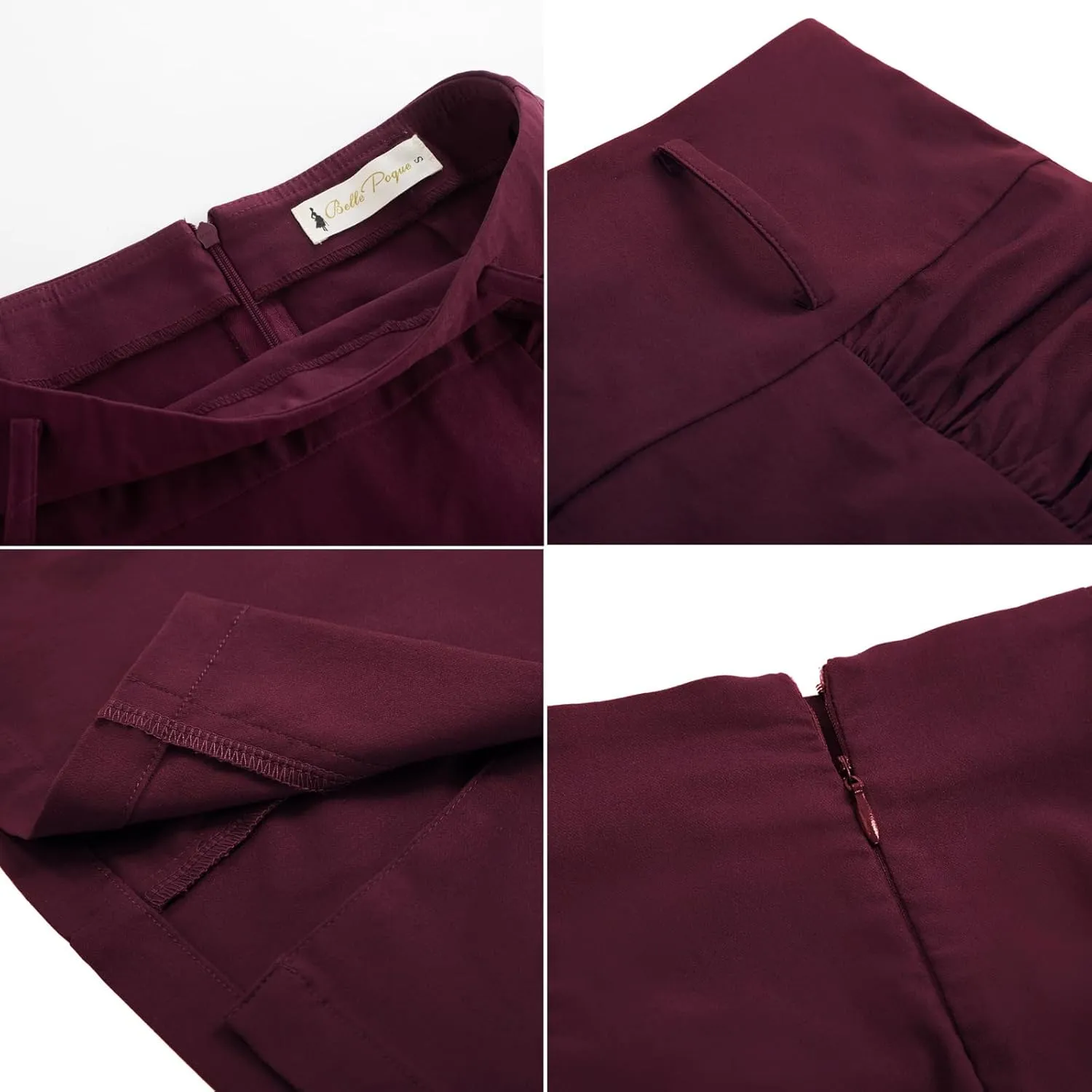 Belle Poque Women Pencil Skirt High Waisted Midi Pencil Skirt with Belt