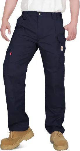 BOCOMAL FR Pants for Men Double Front Flame Resistant Cargo 10 Multi-Pockets Elastic Waist Work Pants