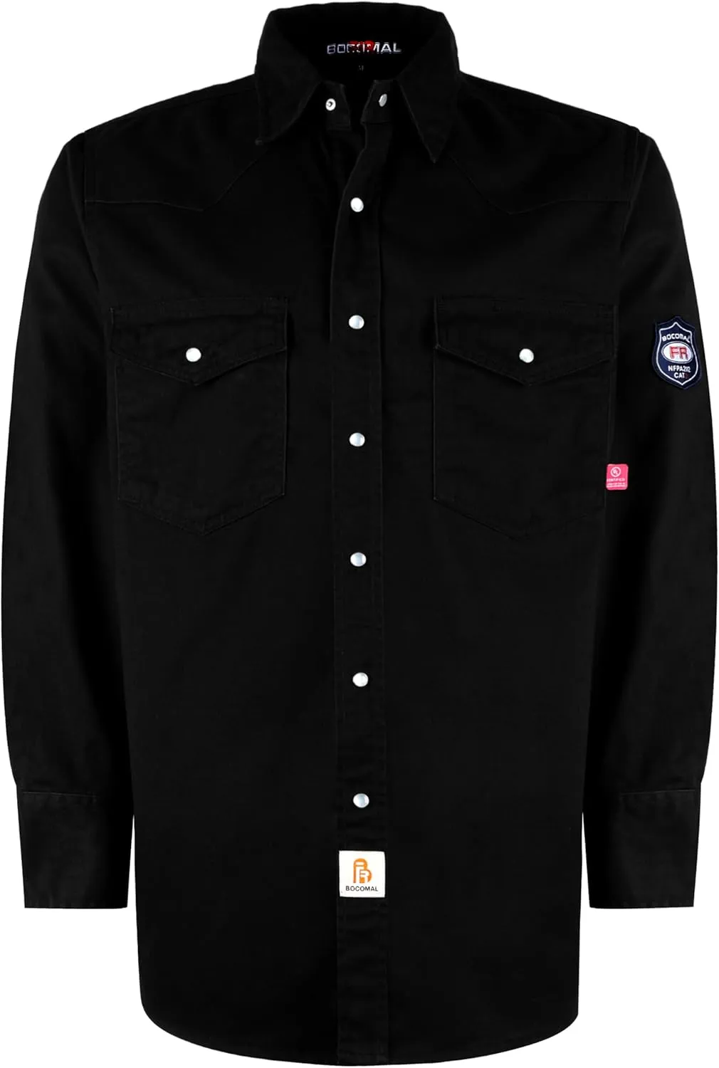 BOCOMAL FR Shirts Flame Resistant 100% C NFPA2112 7.5oz Men's Fire Retardant Welding Shirt