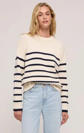 Boyfriend Stripe Sweater - Sea Salt