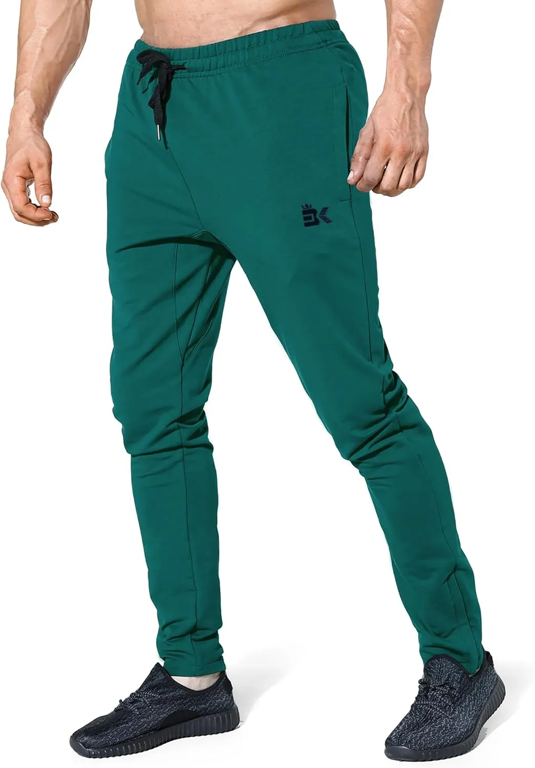 BROKIG Mens Zip Joggers Pants - Casual Gym Workout Track Pants Comfortable Slim Fit Tapered Sweatpants with Pockets