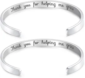 CERSLIMO Teacher Thank You Gifts for Women - Bracelet Cuff Bangle for Christmas, Graduation, Appreciation, Back to School, End of Year, Retirement - From Students