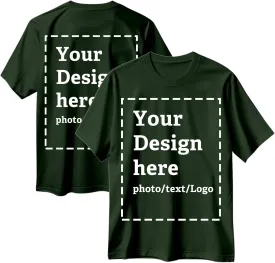 Custom T Shirts for Men Women Made in USA Bulk Customized Shirt Text/Photo Front Back Print Personalized Cotton T-Shirts
