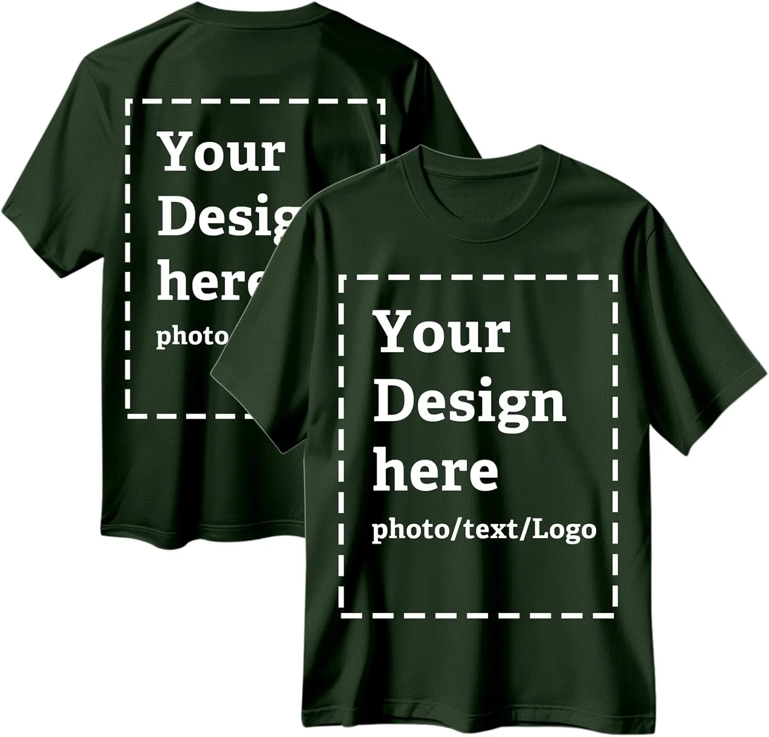 Custom T Shirts for Men Women Made in USA Bulk Customized Shirt Text/Photo Front Back Print Personalized Cotton T-Shirts