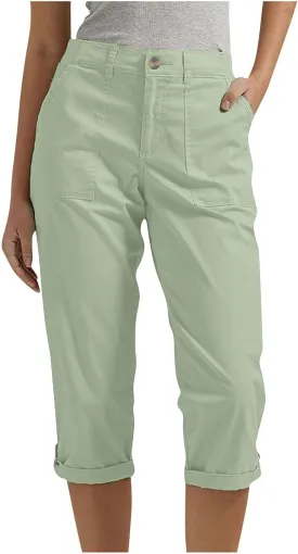 Dressy Capri Pants for Women Casual High Waisted Capris Cargo Pants with Pockets Slim-Fit Tapered Leg Cotton Capris