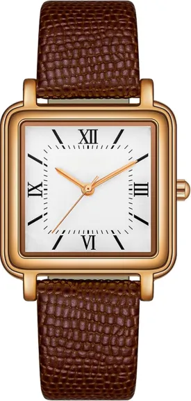 findtime Retro Square Watches for Women Relogio Feminino Elegant Leather Stainless Steel Band Ladies Analog Quartz Wrist Watch 3 ATM Water Resistant with Roman Numerals Dial