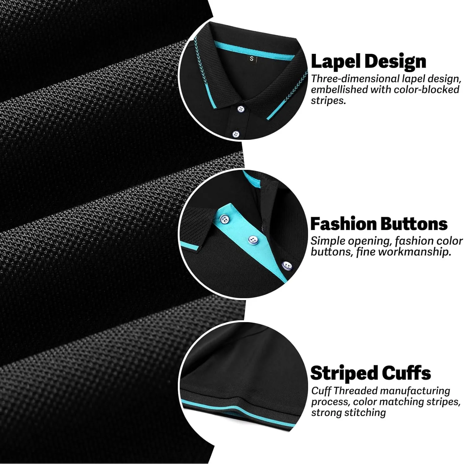 Golf Polo Shirts for Men Short Sleeve Quick Dry Performance Moisture Wicking