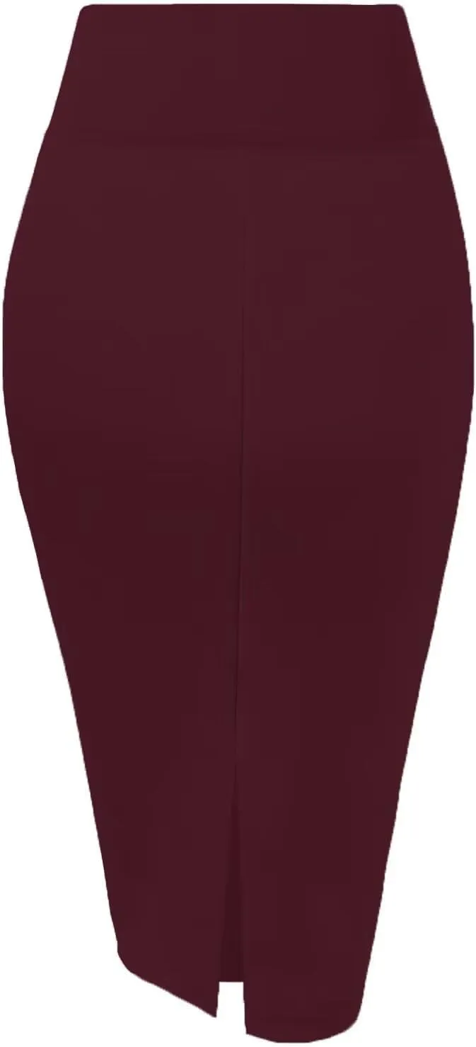 Hybrid & Company Womens Pencil Skirt Premium Nylon Ponte Stretch Office Made in The USA Below Knee
