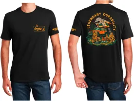 Jeep Sasquatch Campfire T-Shirt for Men  Black Short Sleeve Tee  Lightweight Cotton Blend by Detroit Shirt Company