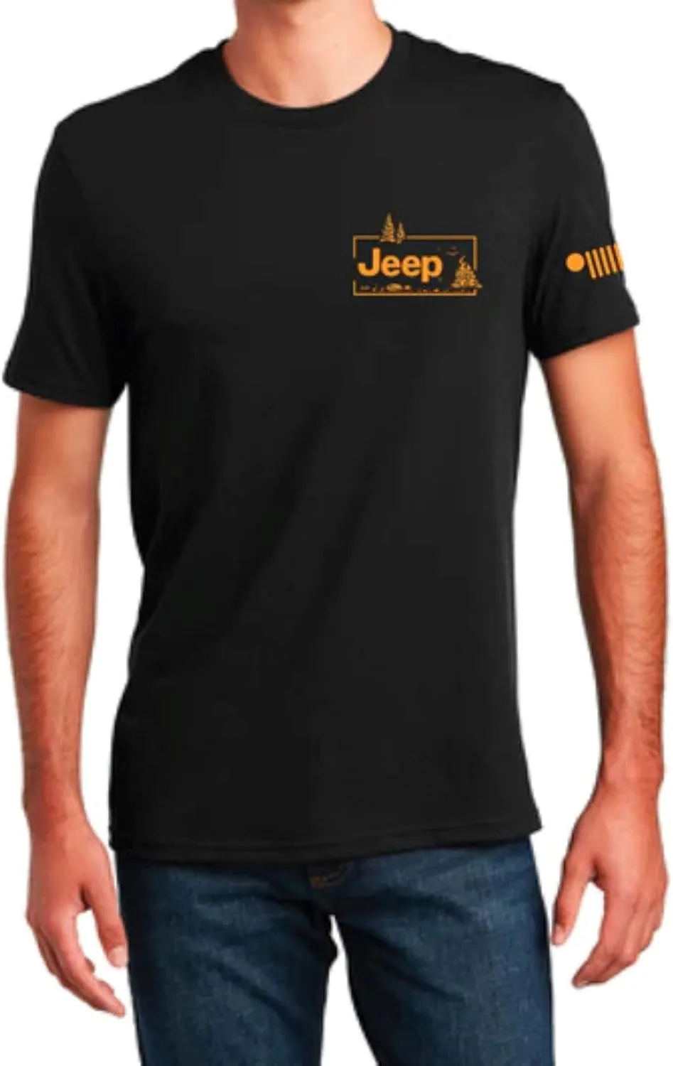 Jeep Sasquatch Campfire T-Shirt for Men  Black Short Sleeve Tee  Lightweight Cotton Blend by Detroit Shirt Company