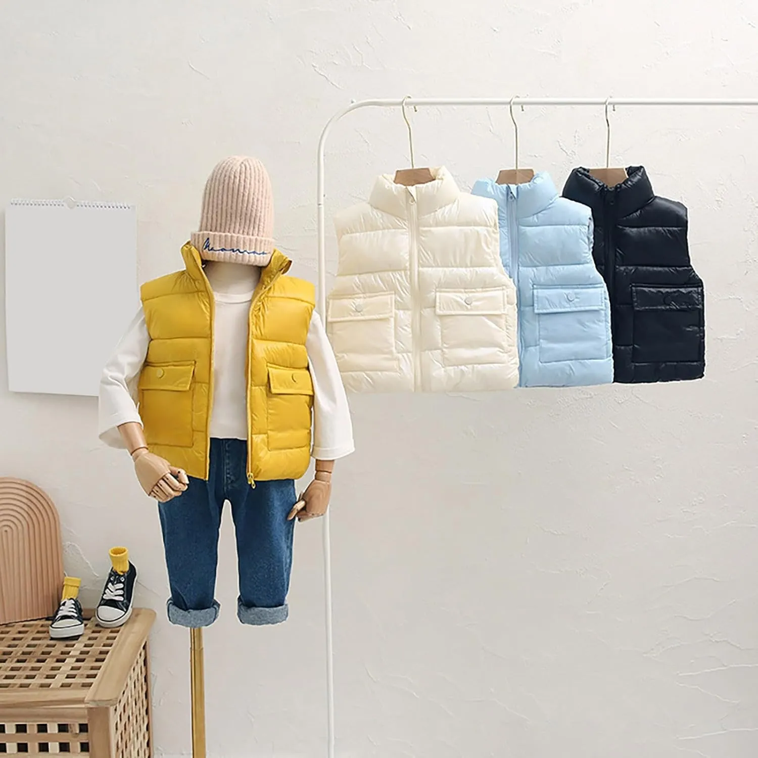 Kids Puffer Vest Lightweight Waterproof Sleeveless Zip up Outwear for Toddler Baby Boys Girls Winter Down Coat Vest