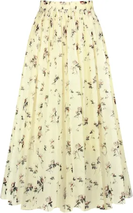 Kingfancy Women's Pleated Skirt Chiffon Elastic Waist A-Line Midi Length Skirt