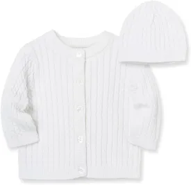 Little Me Baby Boys' and Girls' Cable Knit Sweater and Cap Set