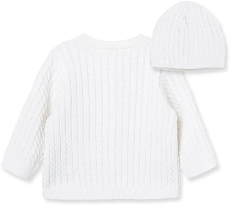 Little Me Baby Boys' and Girls' Cable Knit Sweater and Cap Set
