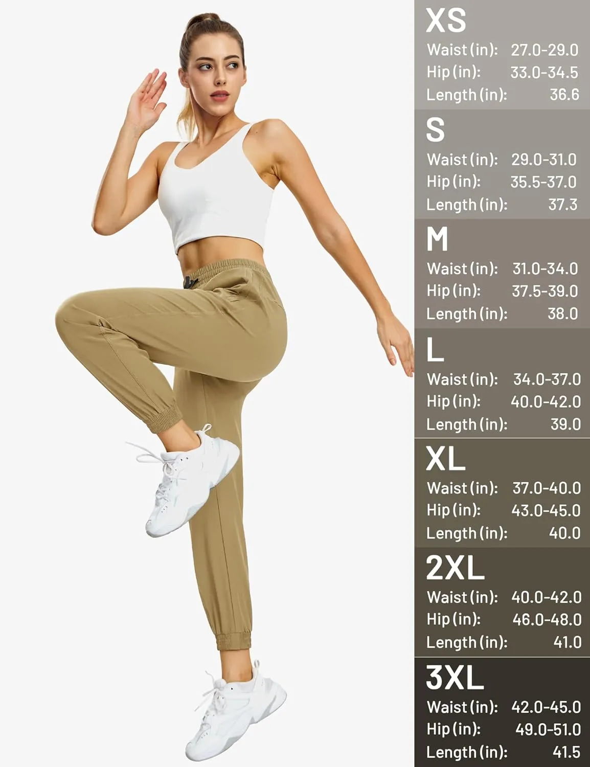 MIER Women's Lightweight Jogger Pants with Zipper Pockets Running Athletic Hiking Travel Drawstring Pants, Quick Dry