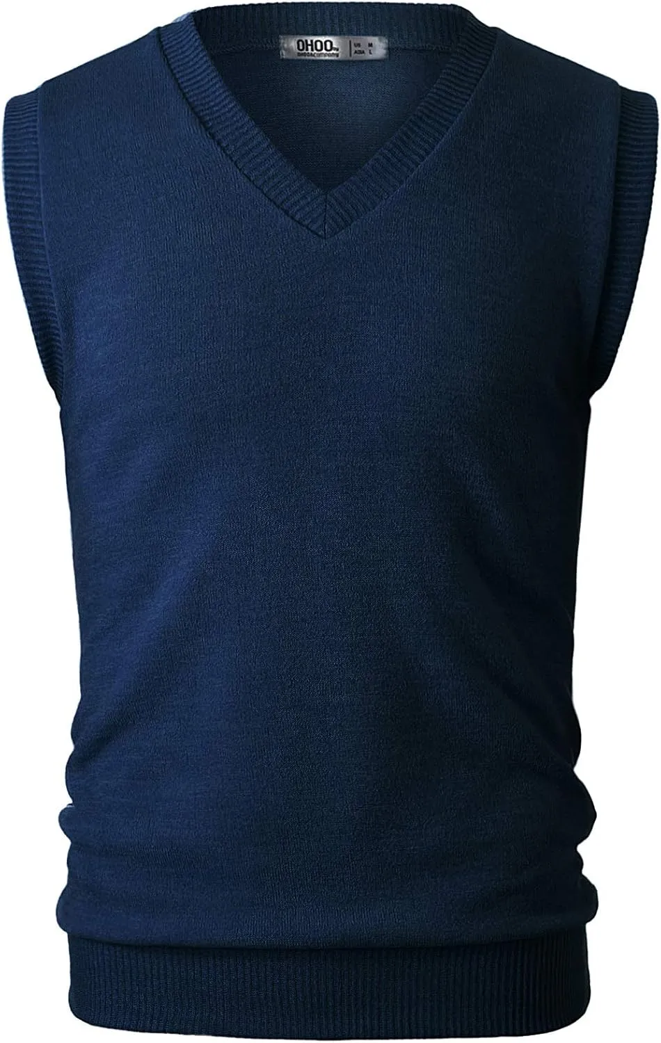 Ohoo Men's Cotton Blended Slim Fit Sweater Vest Knit V-Neck Sleeveless Pullover Sweater