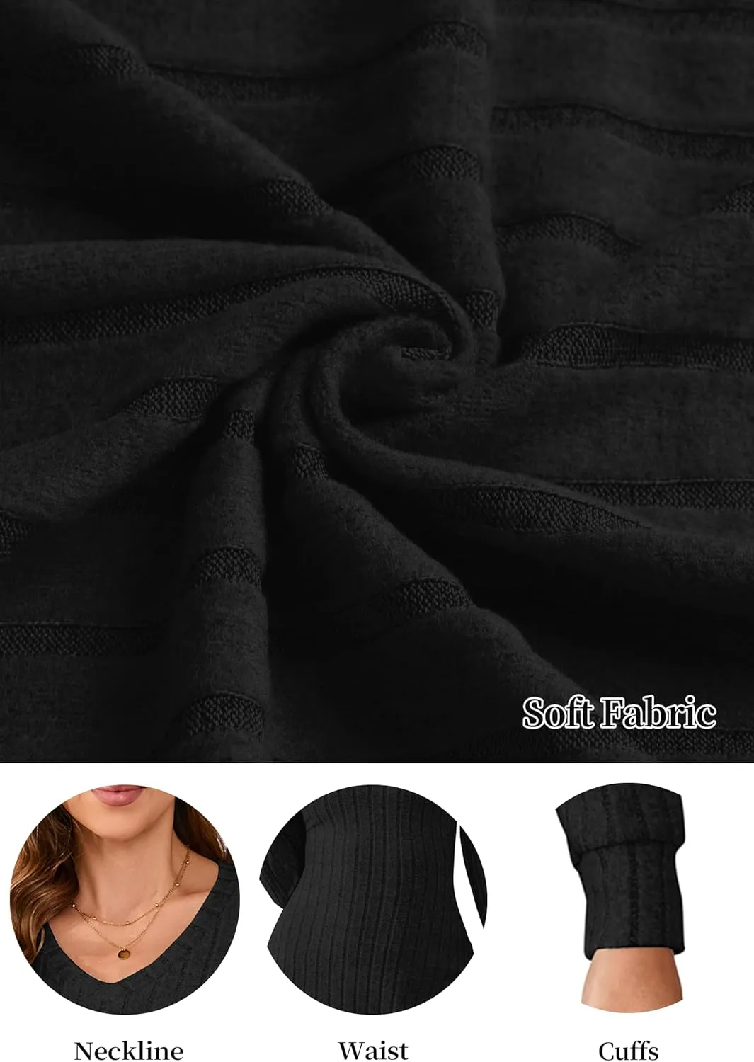 PerZeal Women's Casual V Neck Long Sleeve Knit 2025 Trendy Spring Dresses Solid Color A Line Midi Dress Sweater Dress