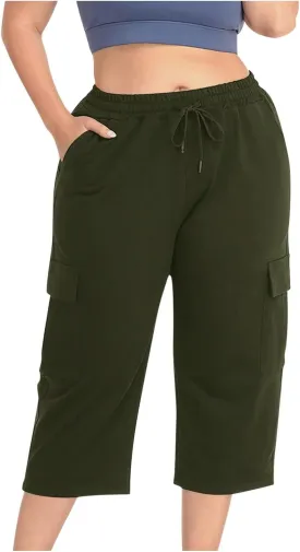 Plus Size Cargo Pants Women Stretch Loose Fit Casual Capris Summer Lightweight Quick Dry Travel Outdoor Hiking Pants