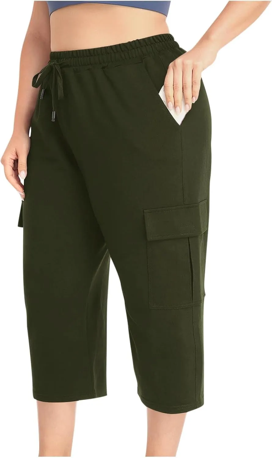 Plus Size Cargo Pants Women Stretch Loose Fit Casual Capris Summer Lightweight Quick Dry Travel Outdoor Hiking Pants