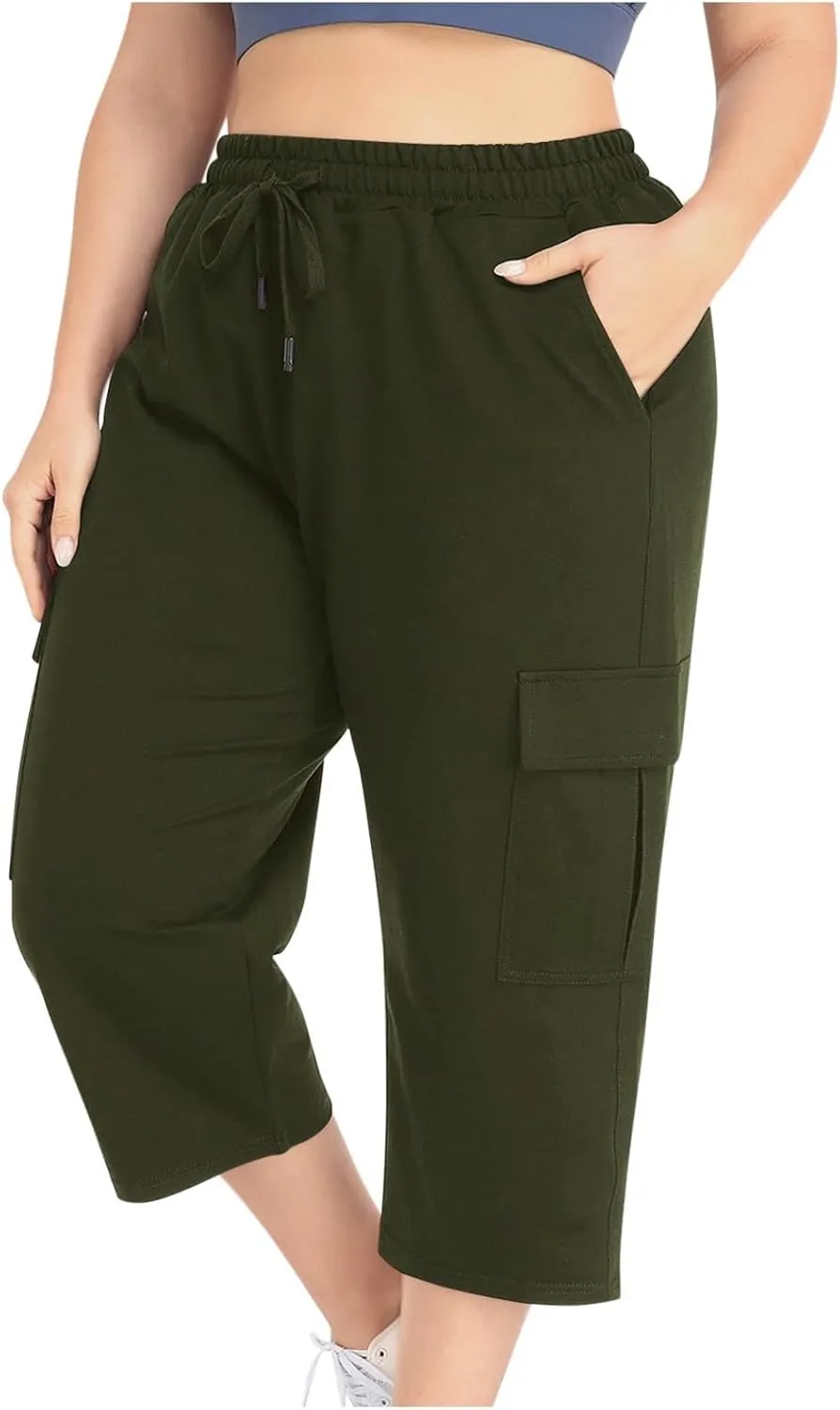 Plus Size Cargo Pants Women Stretch Loose Fit Casual Capris Summer Lightweight Quick Dry Travel Outdoor Hiking Pants