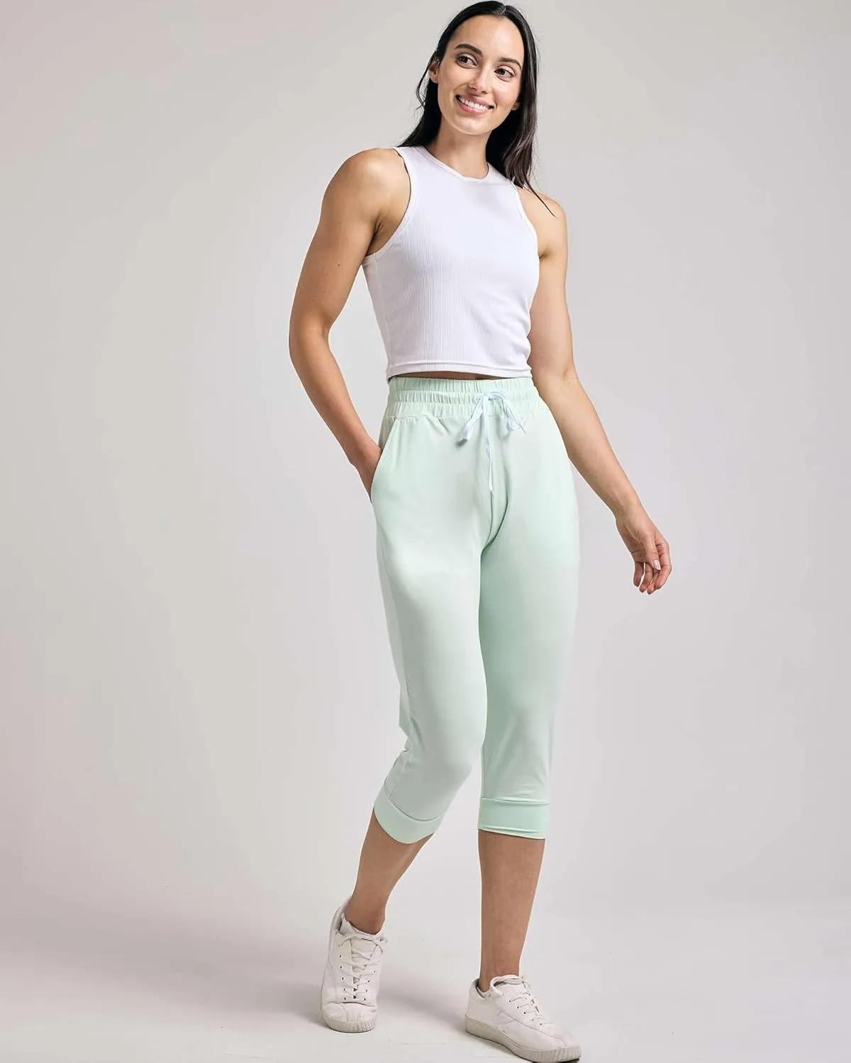 Real Essentials 3-Pack: Women's Ultra Soft Lounge Capri Joggers Sweatpants Athletic Yoga with Pockets(Available in Plus Size)