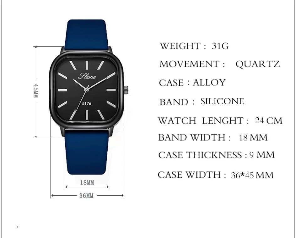 Reginald Casual Women's Watch Big Face Watch for Women Square Women Watches Novel Face Dial Fashion Quartz Silica Gel Strap Watches