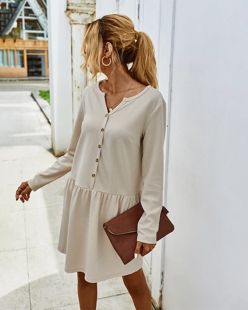 TastyHottie - Simple Casual Long Sleeve Dress