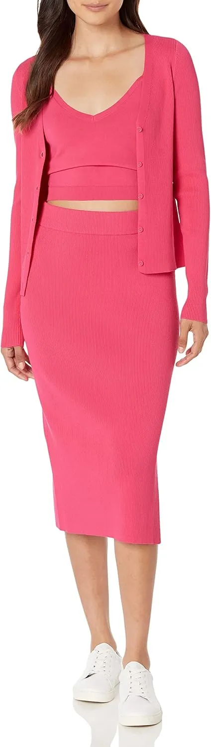 The Drop Women's Vera Slim Side-Slit Midi Sweater Skirt