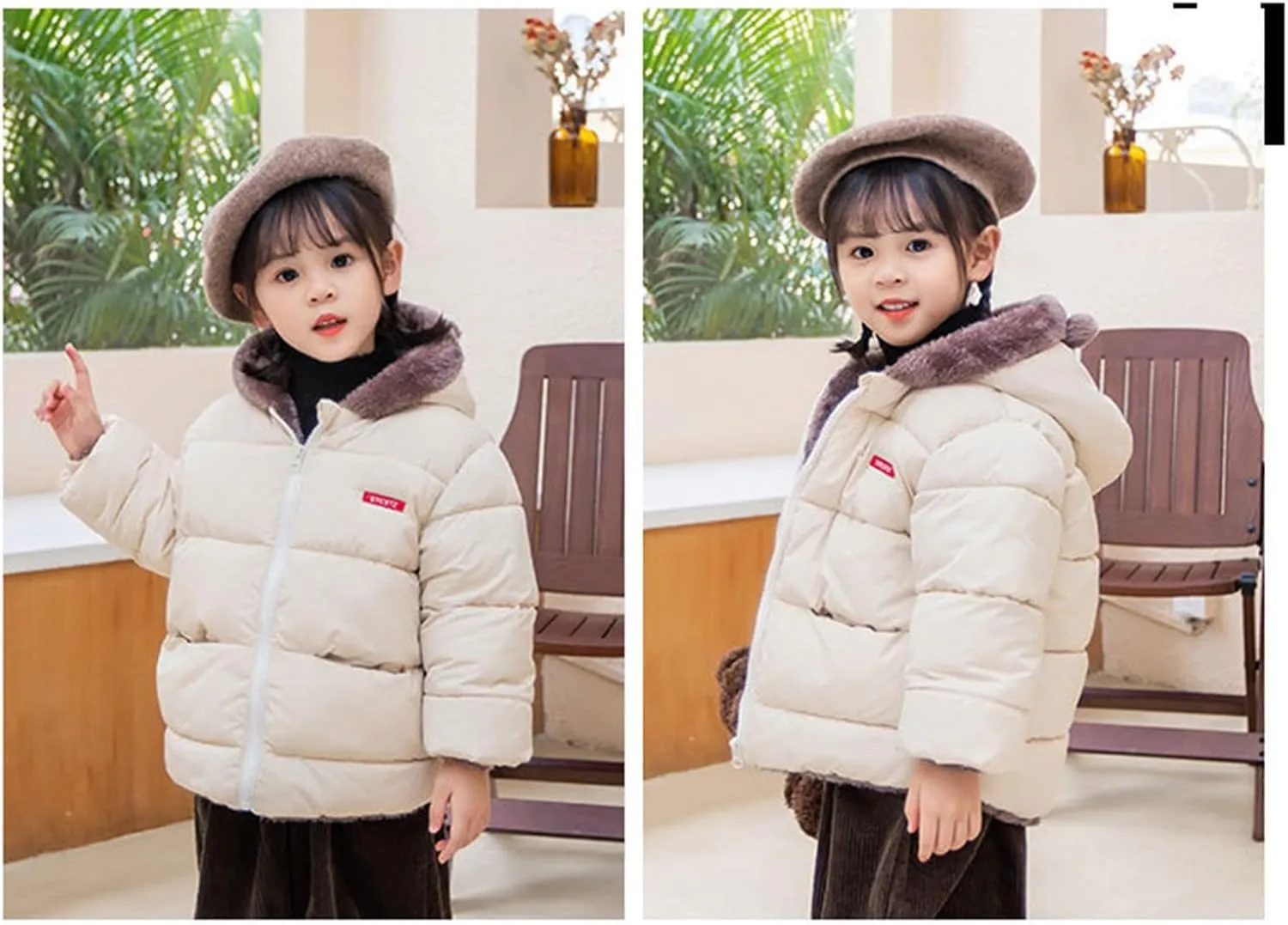 Toddler Kids Baby Boys Girls Winter Warm Solid Padded Coats Outerwear Hooded Jacket Boys Light down