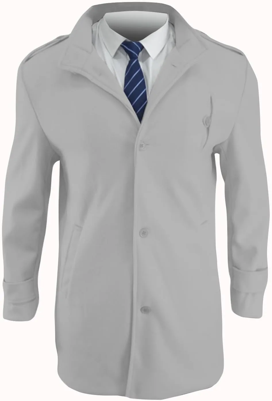 Trench Coat Men Wool Blend Double Breasted Notched Lapel Slim Fit Mid Long Windbreaker Causal Business Overcoat