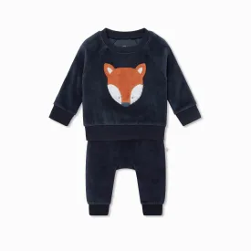 Velour Fox Print Sweatshirt & Joggers Outfit