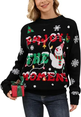 VENTELAN Women's Christmas Sweater Funny Christmas Tree Ugly Pullover Snowflake Long Sleeve Sweater Shirt