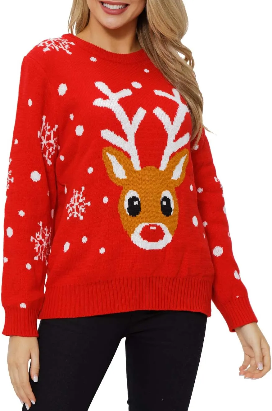 VENTELAN Women's Christmas Sweater Funny Christmas Tree Ugly Pullover Snowflake Long Sleeve Sweater Shirt