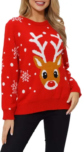 VENTELAN Women's Christmas Sweater Funny Christmas Tree Ugly Pullover Snowflake Long Sleeve Sweater Shirt