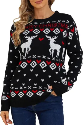 VENTELAN Women's Christmas Sweater Funny Christmas Tree Ugly Pullover Snowflake Long Sleeve Sweater Shirt