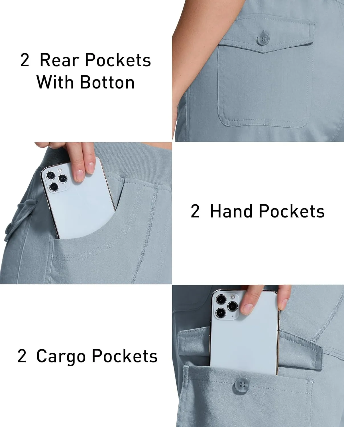 Womens Cargo Capri Pants with 6 Pockets Lightweight Stretch Hiking Casual Summer Pant for Women Travel Outdoor