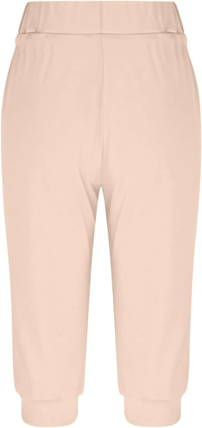 Women's High Waist Stretch Pant Elastic Summer Casual Capris Sweatpant Mid Calf Length Trouser Sport Vacation Pants